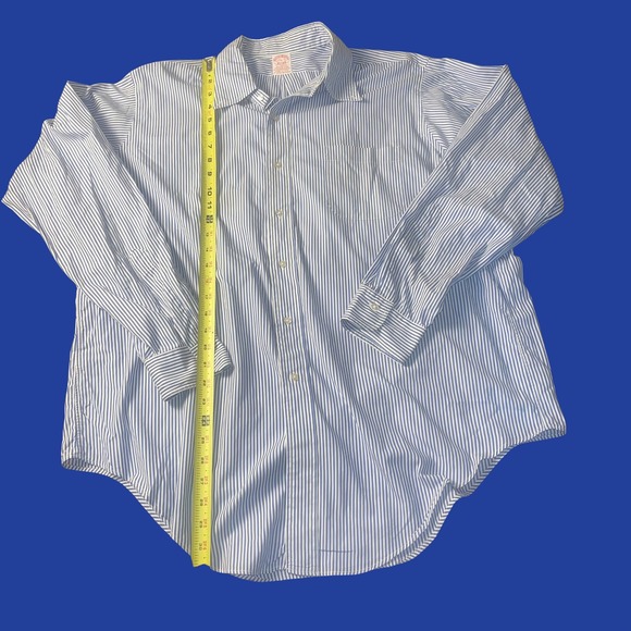 Vintage Arrow Brothers Blue White Stripe Button-Down Shirt Men's USA Made Cotton - Picture 4 of 5